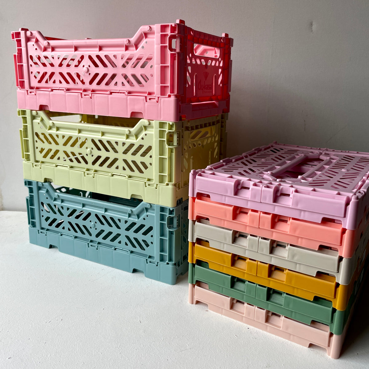 View of Mini Folding Storage Crate - Lime Cream - - Liv's Solihull