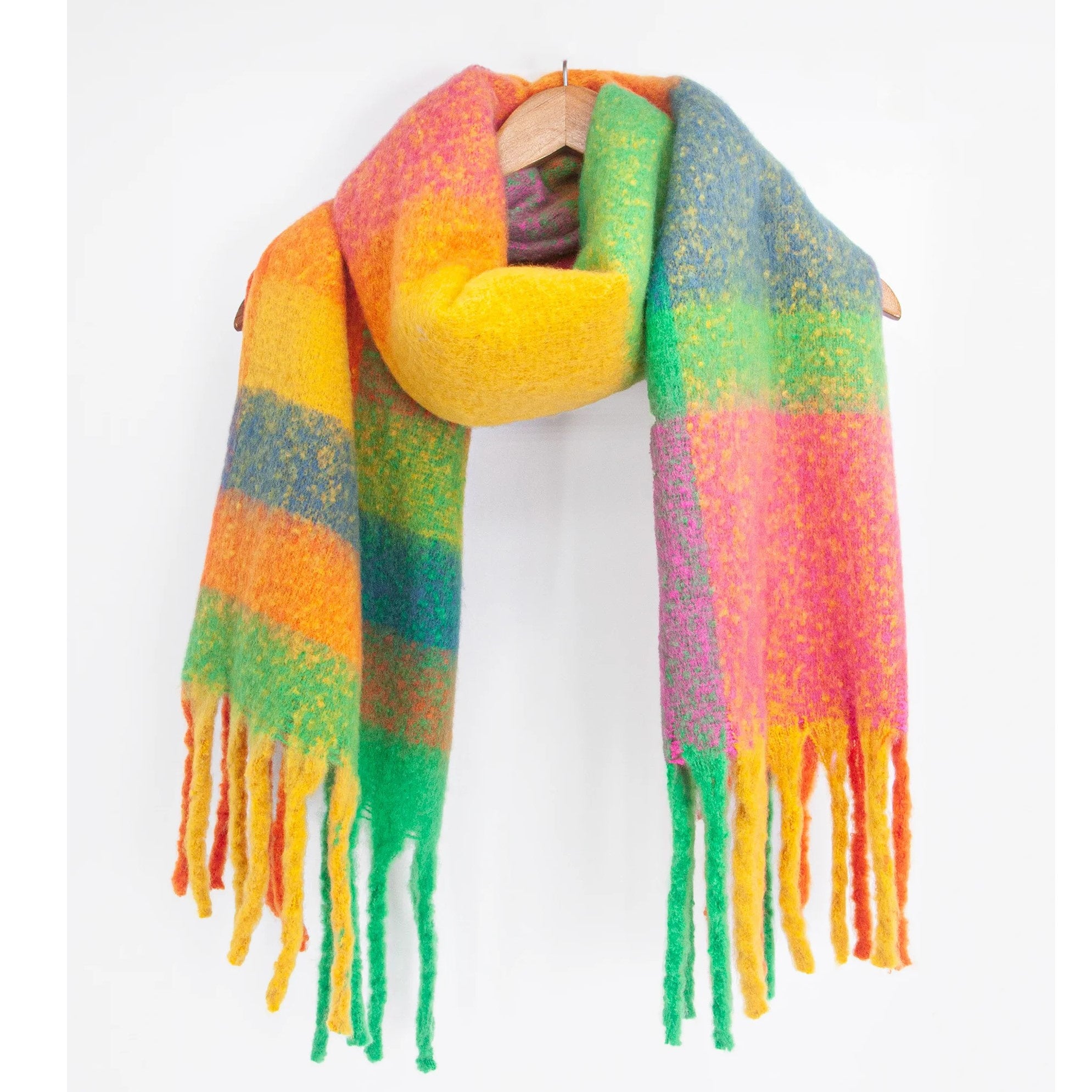 Big Soft Scarf Rainbow Colour Block