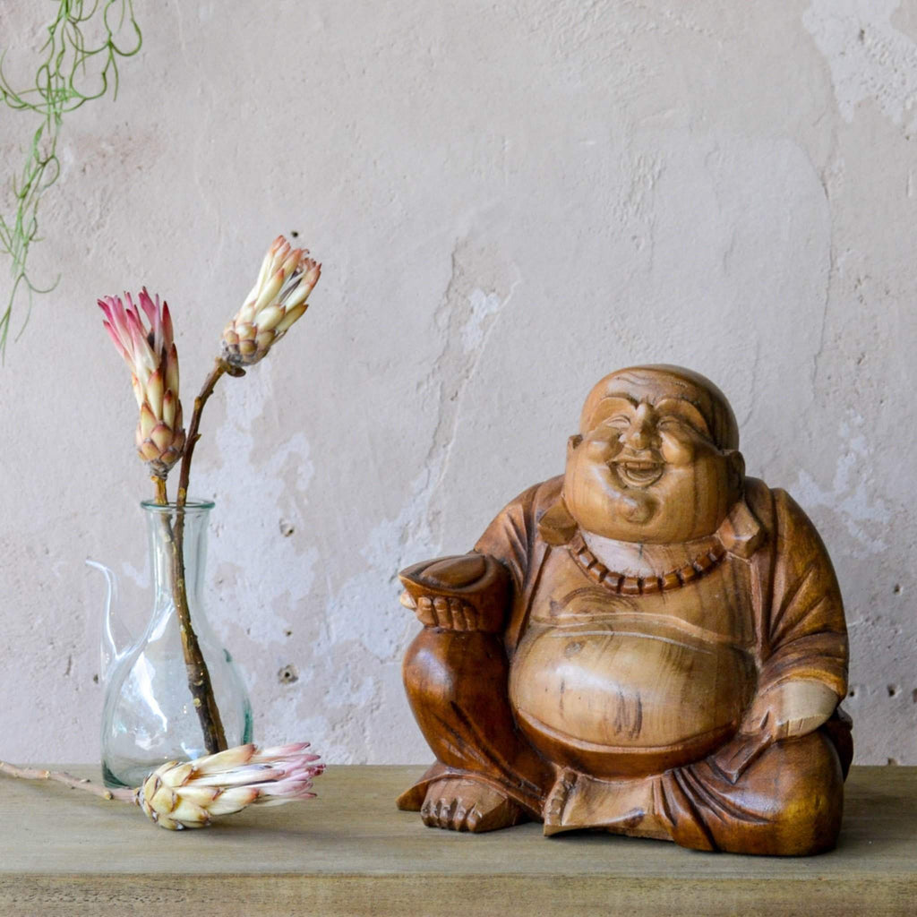 Wooden Sculpture - Happy Buddha 20cm - Liv's