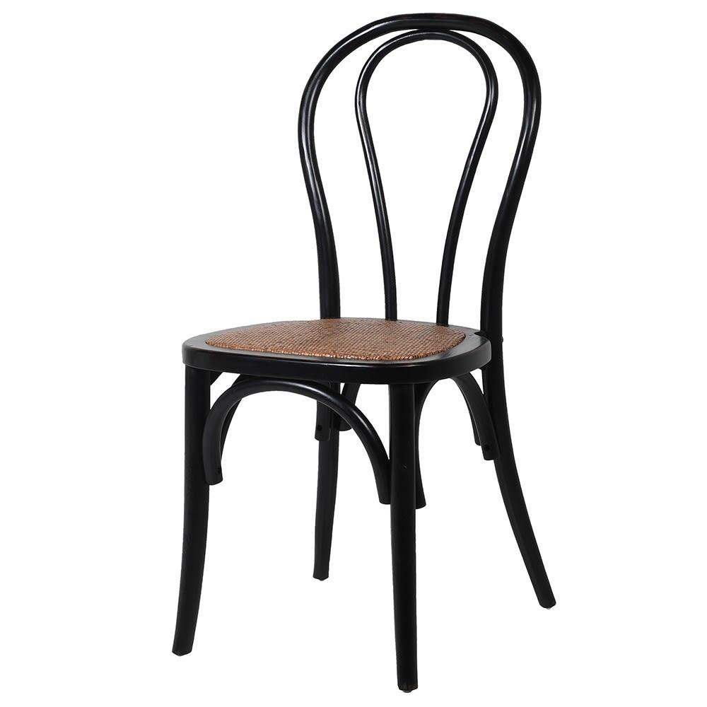 Tolouse - Black Dining Chair, Nat. Woven Seat. Stackable - Liv's