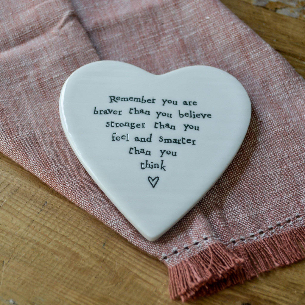 Porcelain Heart Coaster - Braver than you think - Liv's
