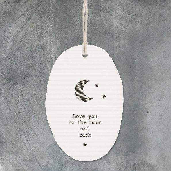 Porcelain Oval Hanger - Love you to the moon... - Liv's