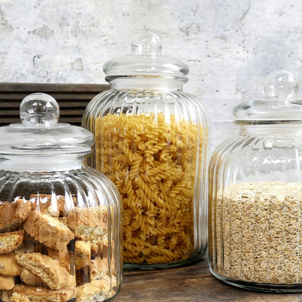 Round Ribbed Glass Jar, Large H32cm Liv's Solihull