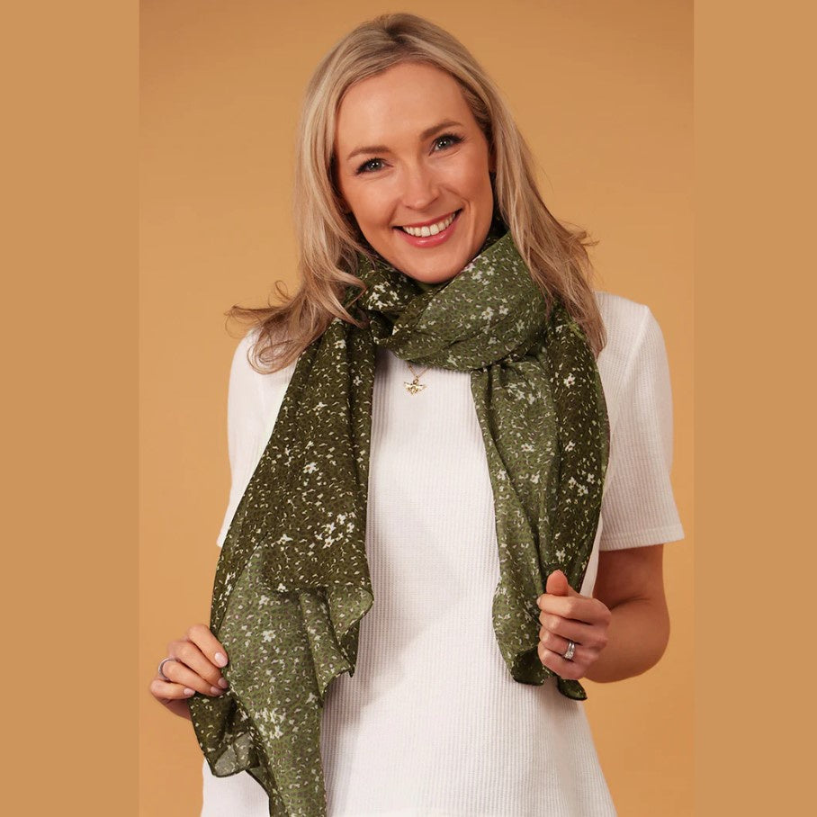 Scarf Khaki Animal Floral Print Scarf Liv's Solihull