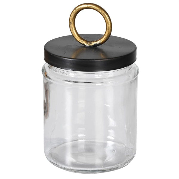 Round Ribbed Glass Storage Jar, Small H23cm - - Liv's Solihull