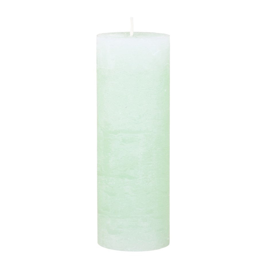 Rustic Pillar Candle Mint Green 80Hrs (7x20cm) Liv's Solihull