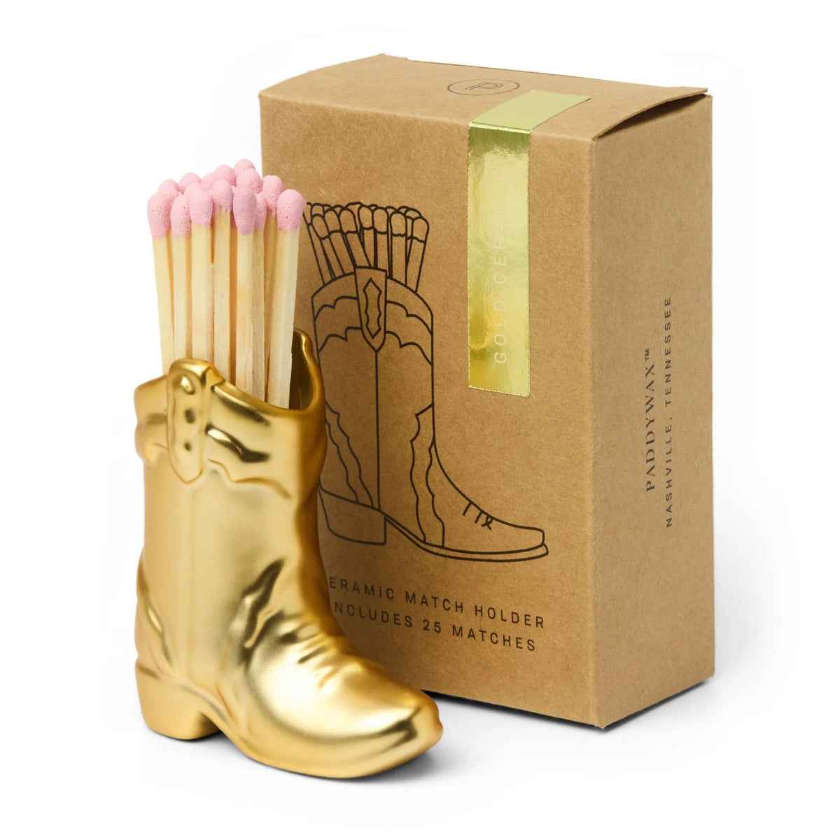 Nashville Cowboy Boot Matches Holder - Gold - Compare at price is empty ...