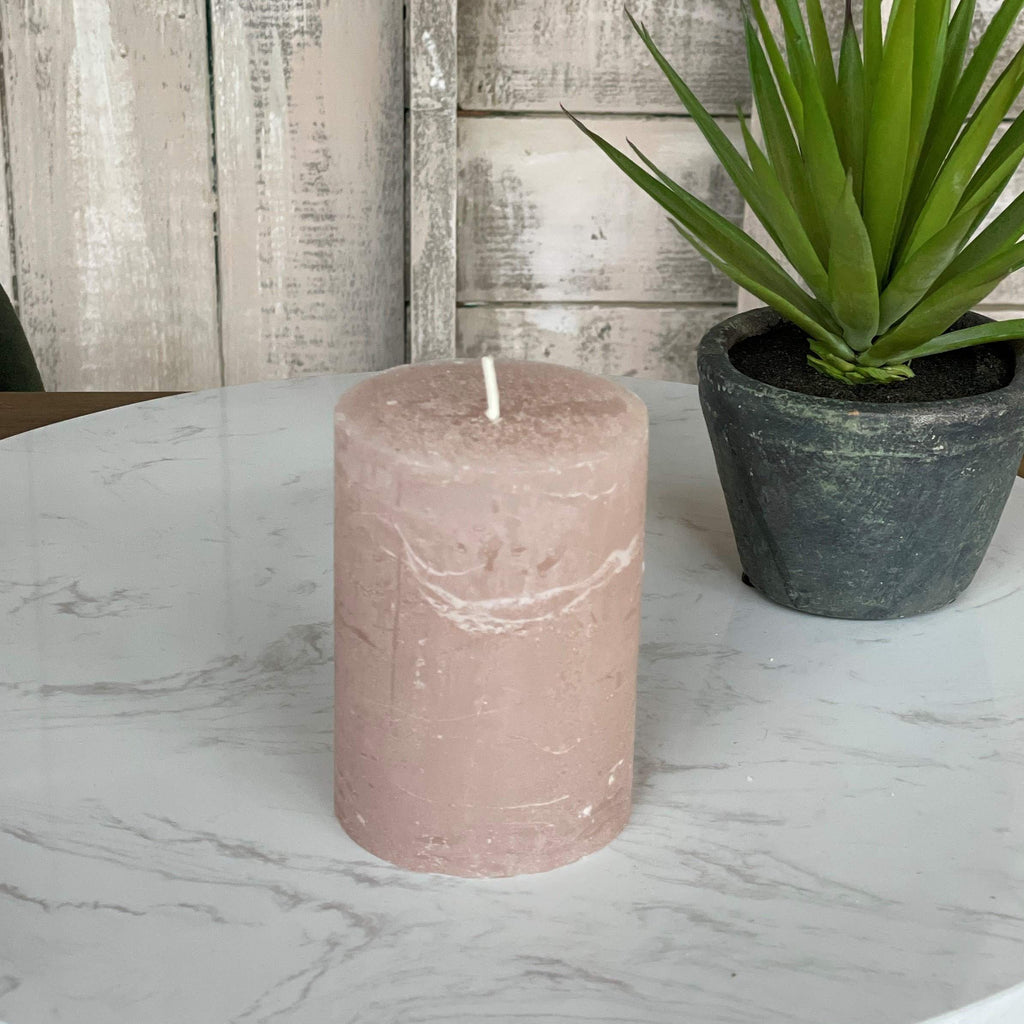 Rustic Pillar Candle 40hr - Plaster Pink (7x10cm) - Liv's