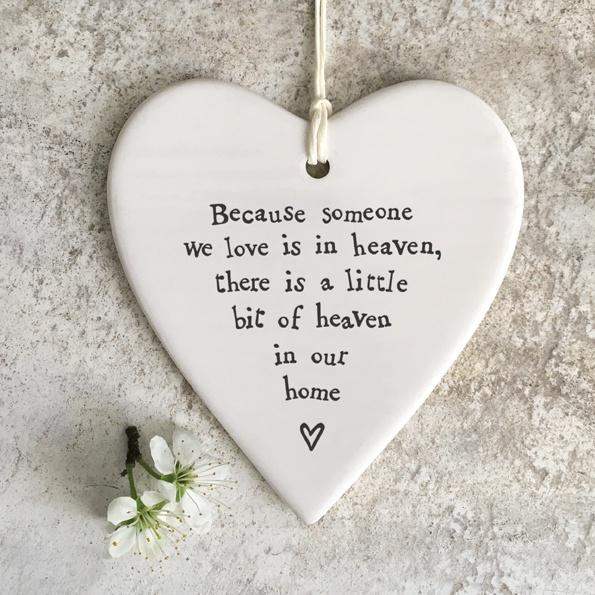 Porcelain Hanging Heart - Because someone we love... - Liv's