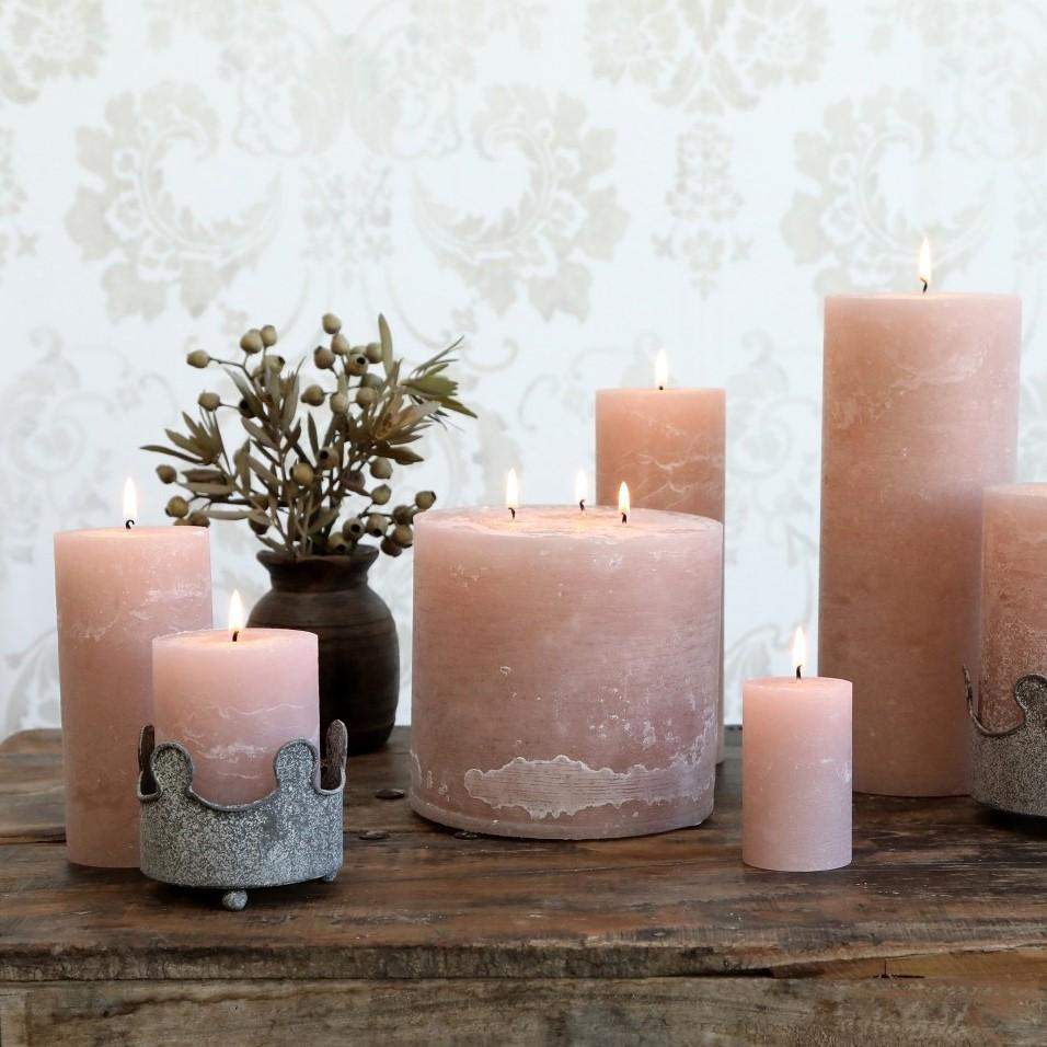 Rustic Pillar Candle - Plaster Pink 80Hrs (7x20cm) - Liv's