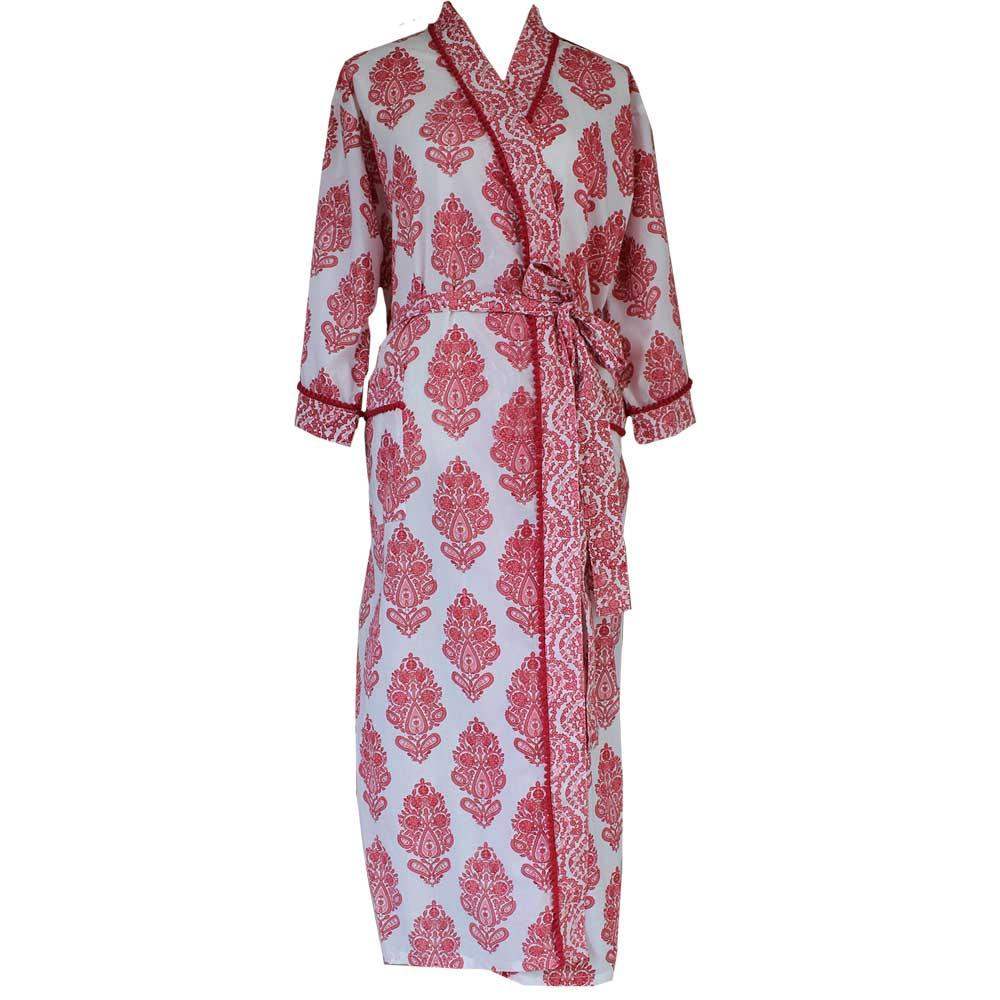 Dressing Gown - White & Pink Paisley - Liv's