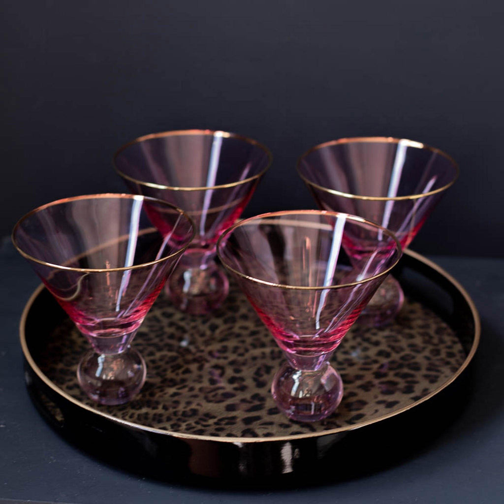 Pink Bubble Bottom Martini Glasses - Set of 4 - Liv's