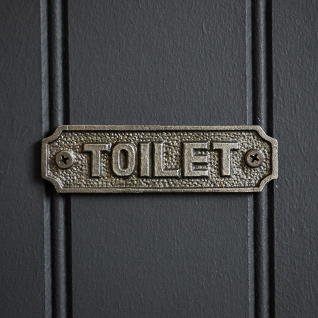 Plaque - Toilet, Antiq. Iron, 11.5x3.4cm - Liv's