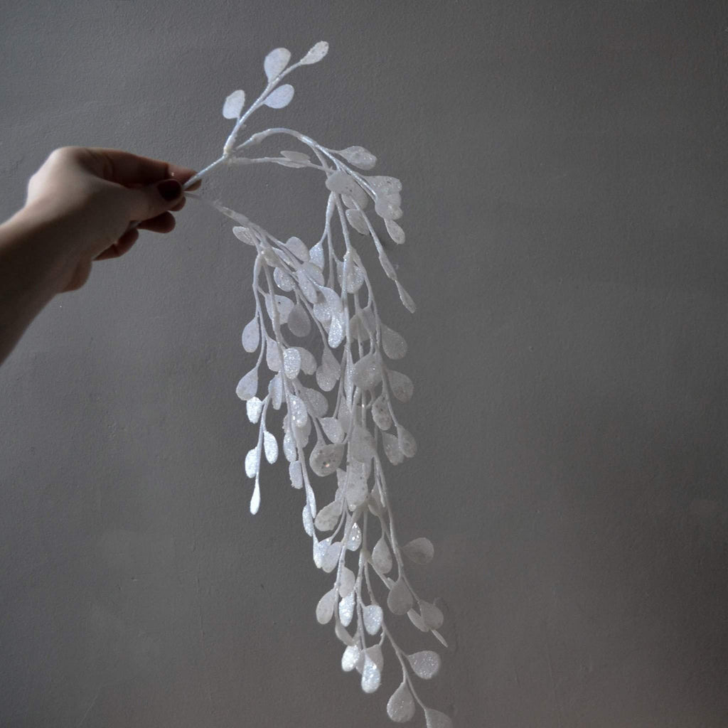 Glitter Tree Spray Penny Droop - White Frosted 60cm - Liv's