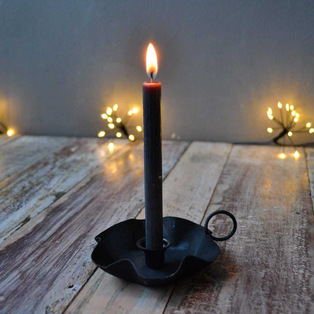 Deep Chamber Candle Holder for Skinny Candles - Burnt Black - Liv's
