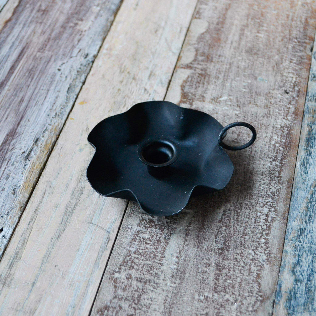 Deep Chamber Candle Holder for Skinny Candles - Burnt Black - Liv's