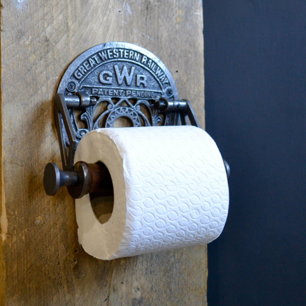 Toilet Roll Holder - GWR, Cast Iron & Wood - Liv's