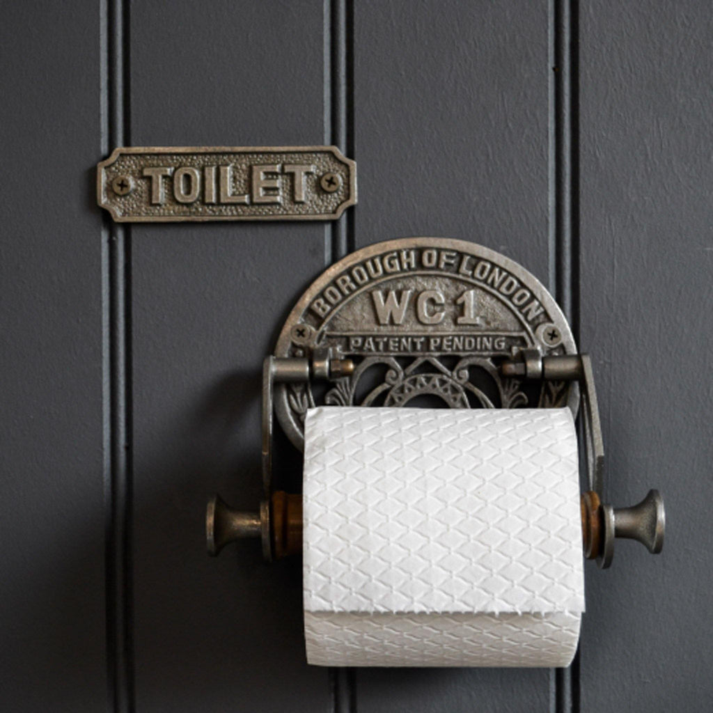 Toilet Roll Holder - London WC1, Cast Iron & Wood - Liv's