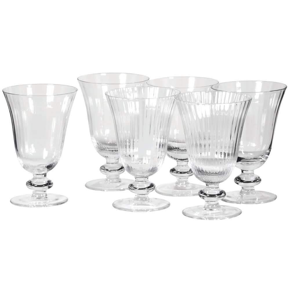 Set of 6, Ribbed Wine Glasses - Clear - Liv's