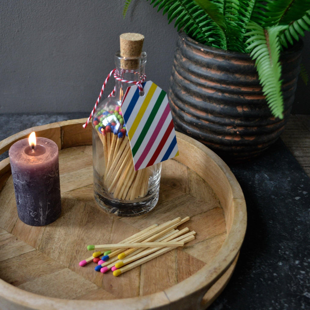 Matches in Glass Bottle - (Multi Coloured) Sholto Stripes - Liv's