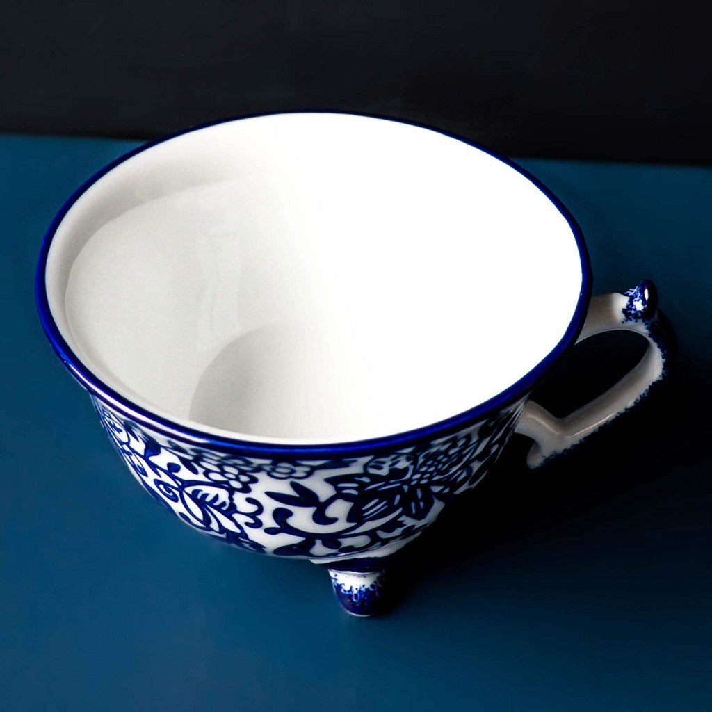Blue Pattern Teacup on Feet - Dense Flower - Liv's