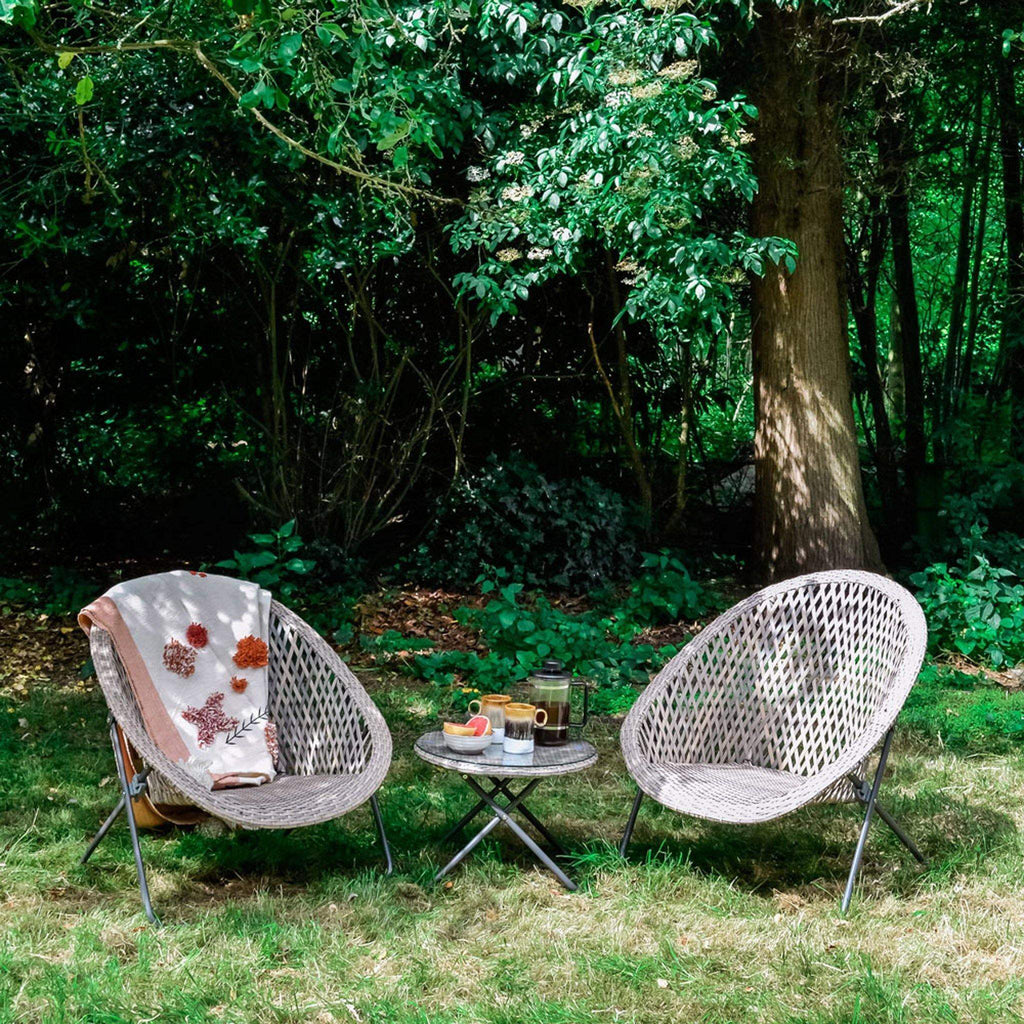 Faux Rattan Folding Table & 2 Chair Set - Natural - Liv's