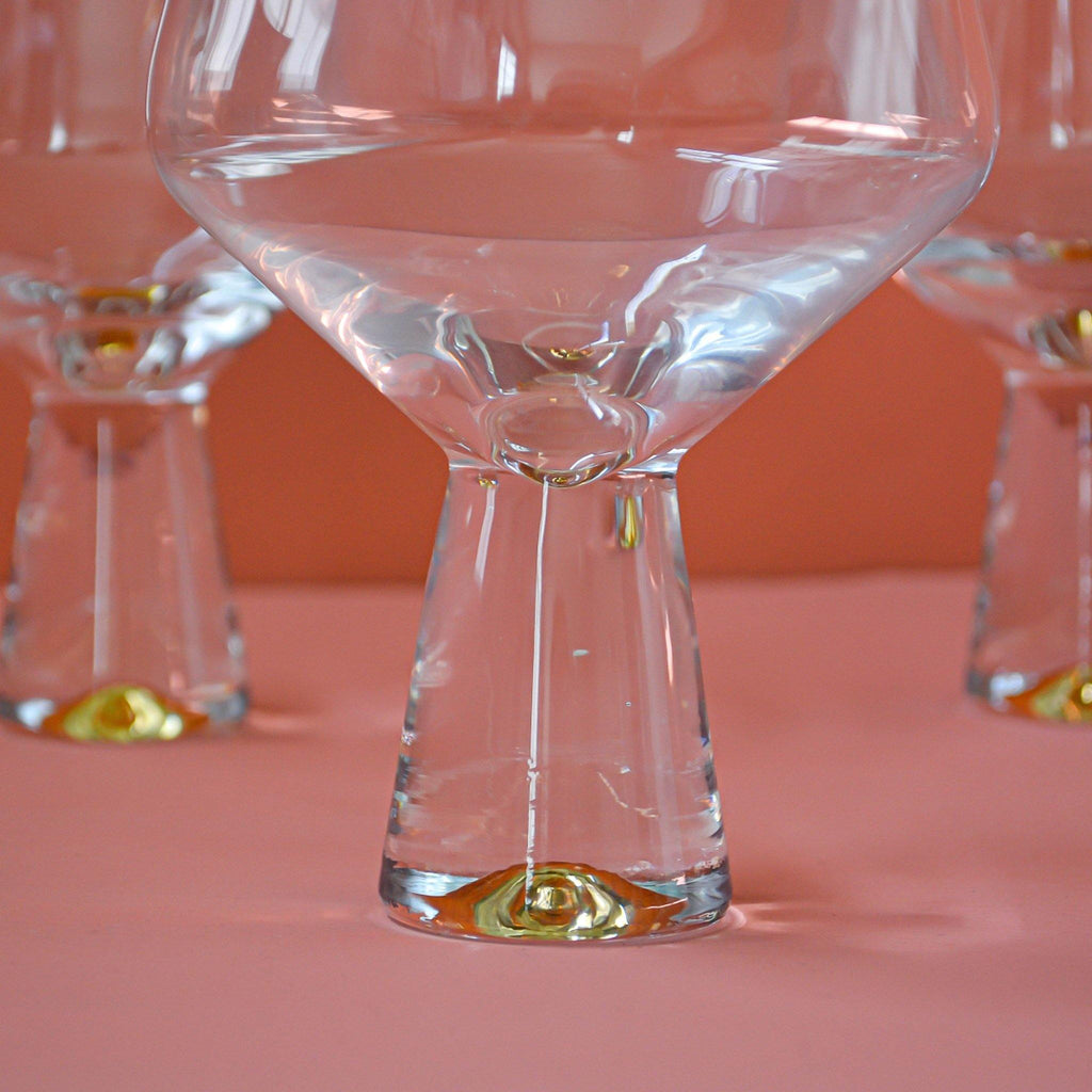 Gold Rim Heavy Stem Glass Wine Goblets - set of 4 - Liv's