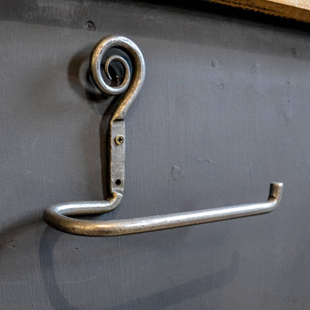 Toilet Roll Holder - Curly Tail, Hand Forged, 15cm - Liv's