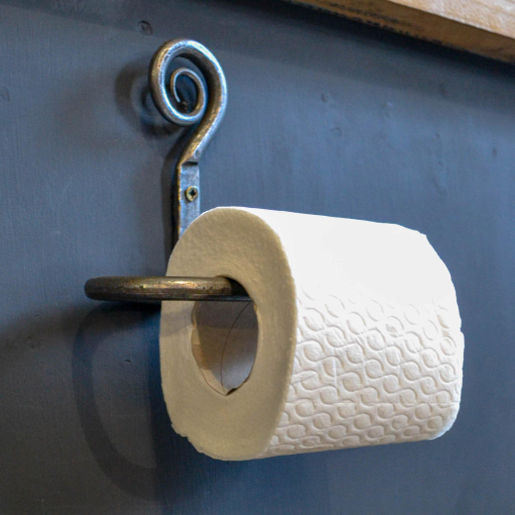 Toilet Roll Holder - Curly Tail, Hand Forged, 15cm - Liv's