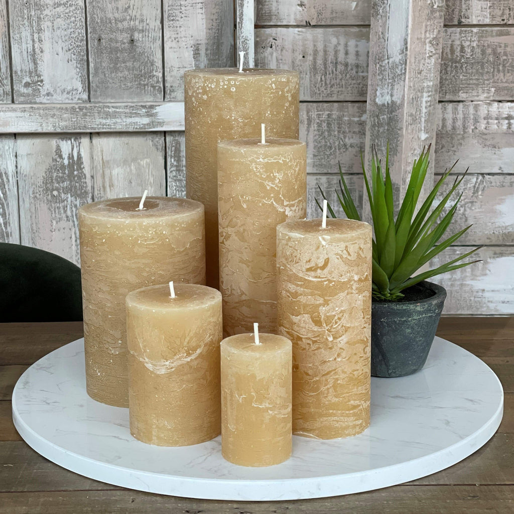 Rustic Pillar Candle - Honey 80Hrs (7x20cm) - Liv's