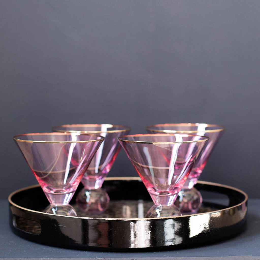 Pink Bubble Bottom Martini Glasses - Set of 4 - Liv's