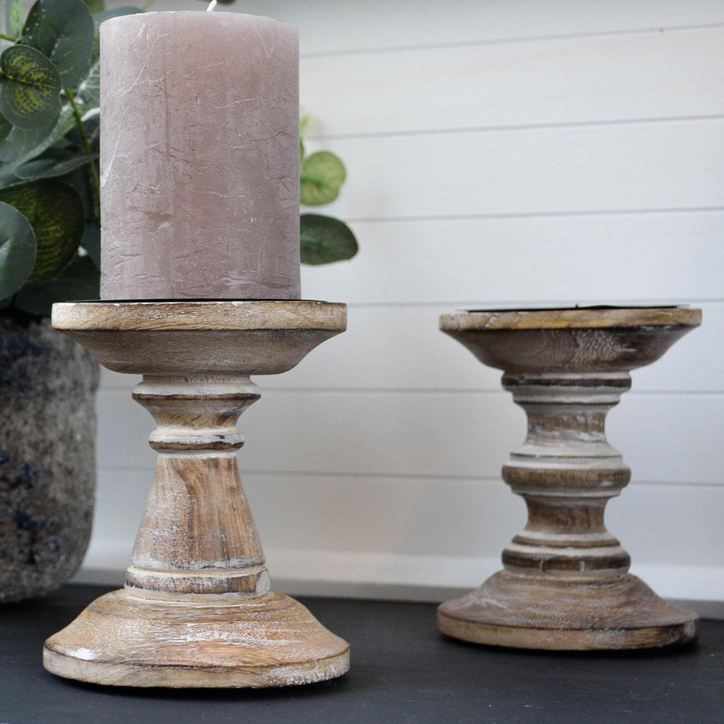 Short Wooden Candle Stick - Avail. in 2 Colours - Liv's
