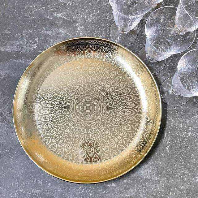 Tray - Round Etched  Gold, 33cm - Liv's