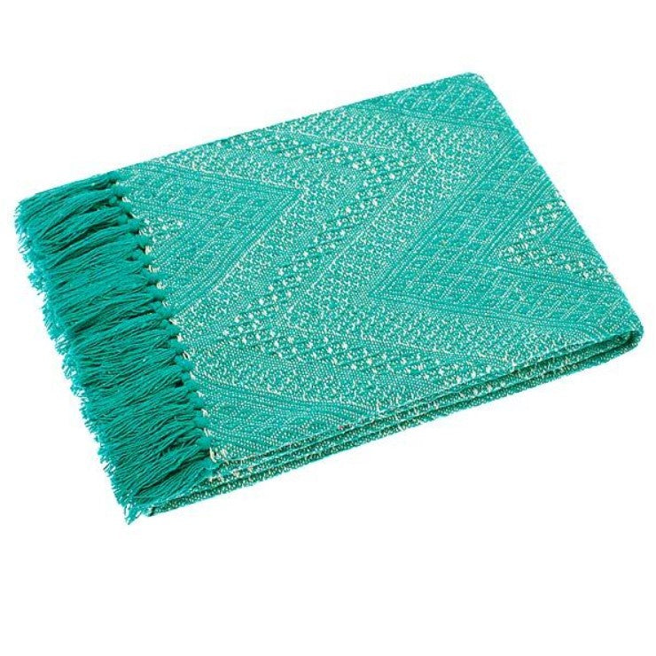 Turquoise Color Throws Throw - Recycled Cotton, Turquoise - - Liv's Solihull