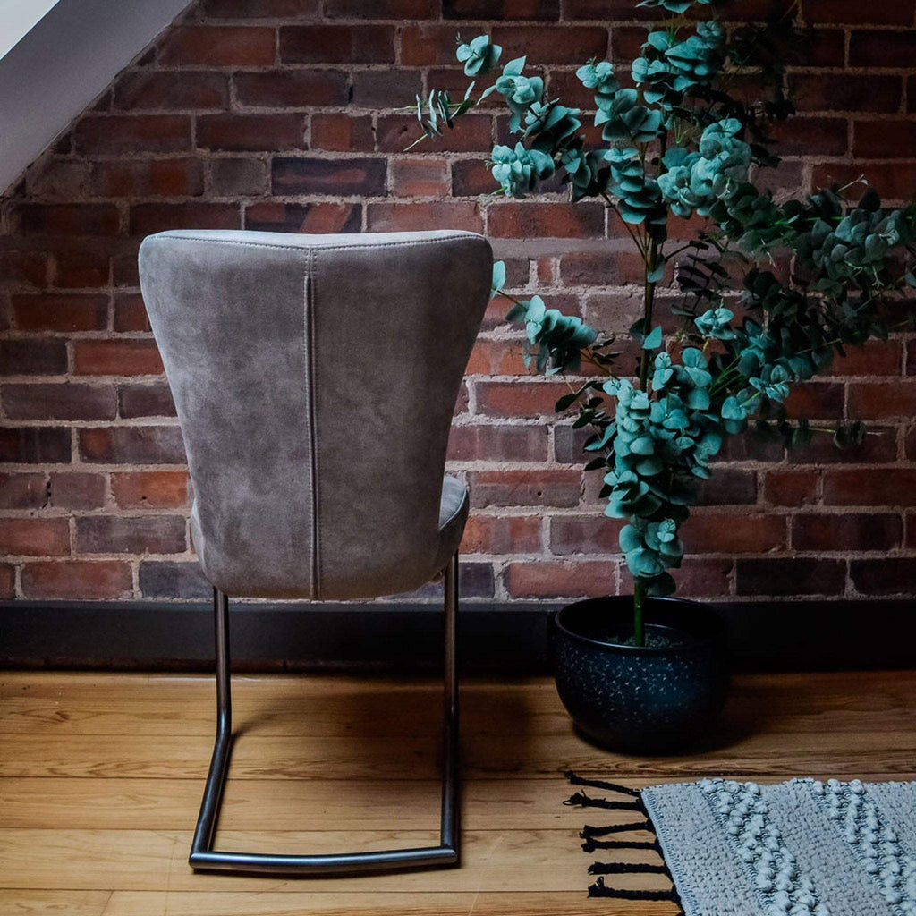 Wilde Dining Chair - Grey Suede - Liv's