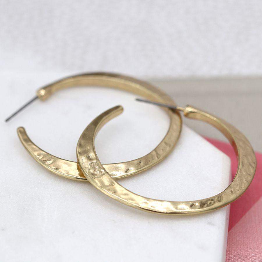 Earrings - Hammered Hoops, Worn Gold - Liv's