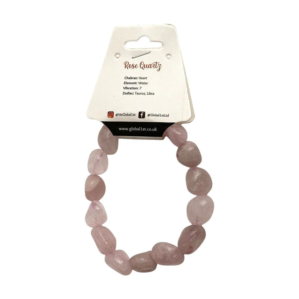 Gemstone Bracelet - Stretch, Rose Quartz - - Liv's Solihull Gemstone Bracelet - Stretch, Rose Quartz - - Liv's Solihull