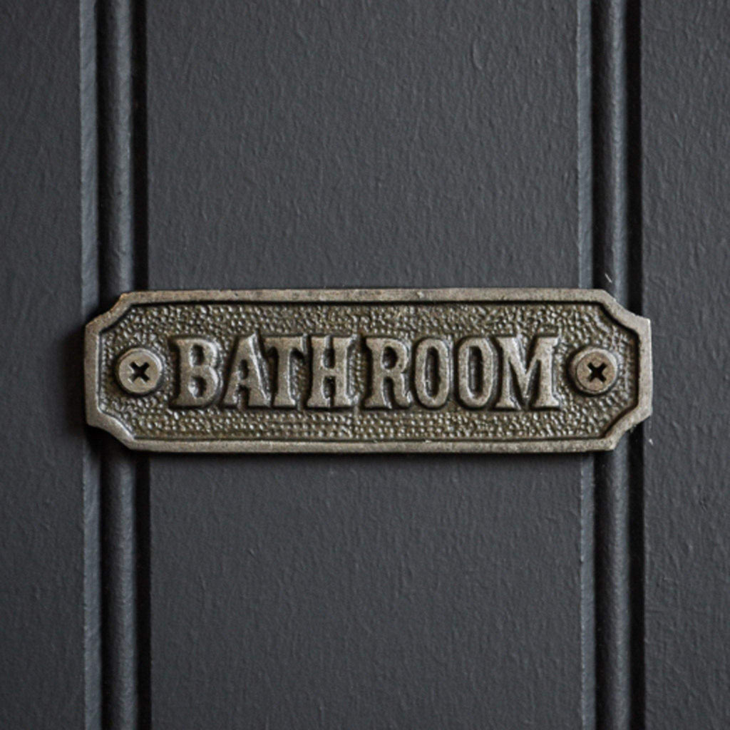 Plaque - Bathroom Door Plaque in Antq. Iron, 12cm - Liv's