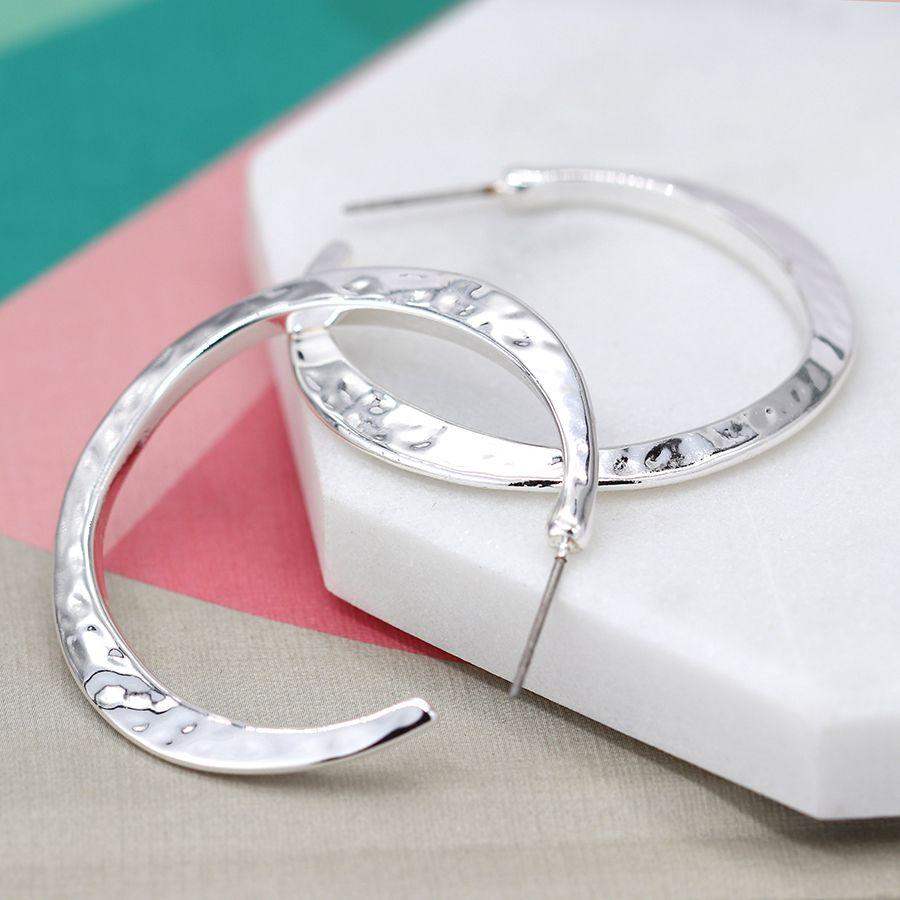 Earrings - Hammered Hoops, Silver Plated - Liv's